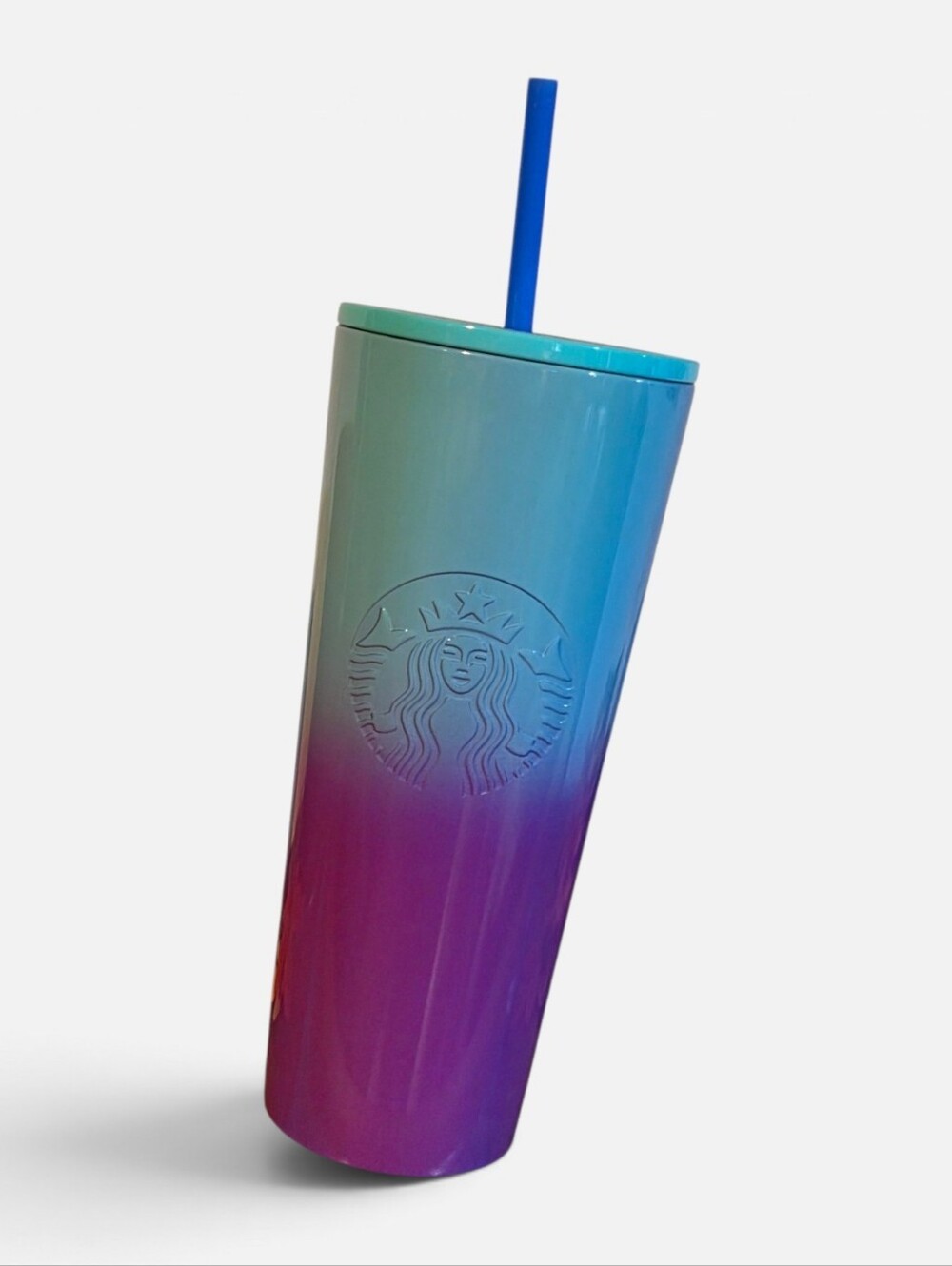Starbucks Stainless Steel Iced Venti 24oz Tumbler Cup Blue & Purple Ombré
